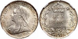 1 Sixpence / 6 Penny Reino Unido de Gran Bretaña e Irlanda (1801-1922) Plata Victoria (1819 - 1901)