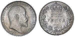 1 Sixpence / 6 Penny Reino Unido de Gran Bretaña e Irlanda (1801-1922) Plata Eduardo VII (1841-1910)