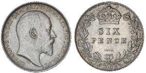 1 Sixpence / 6 Penny Reino Unido de Gran Bretaña e Irlanda (1801-1922) Plata Eduardo VII (1841-1910)