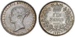 1 Sixpence / 6 Penny Reino Unido de Gran Bretaña e Irlanda (1801-1922) Plata Victoria (1819 - 1901)