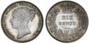 1 Sixpence / 6 Penny Reino Unido de Gran Bretaña e Irlanda (1801-1922) Plata Victoria (1819 - 1901)