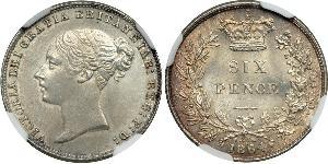 1 Sixpence / 6 Penny Reino Unido de Gran Bretaña e Irlanda (1801-1922) Plata Victoria (1819 - 1901)