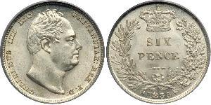 1 Sixpence / 6 Penny Reino Unido de Gran Bretaña e Irlanda (1801-1922) Plata Guillermo IV (1765-1837)