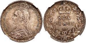 1 Sixpence / 6 Penny Reino Unido de Gran Bretaña e Irlanda (1801-1922) Plata Victoria (1819 - 1901)