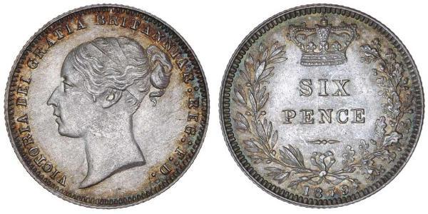 1 Sixpence / 6 Penny Reino Unido de Gran Bretaña e Irlanda (1801-1922) Plata Victoria (1819 - 1901)