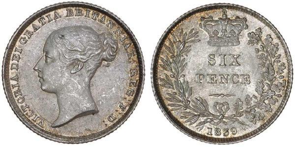 1 Sixpence / 6 Penny Reino Unido de Gran Bretaña e Irlanda (1801-1922) Plata Victoria (1819 - 1901)