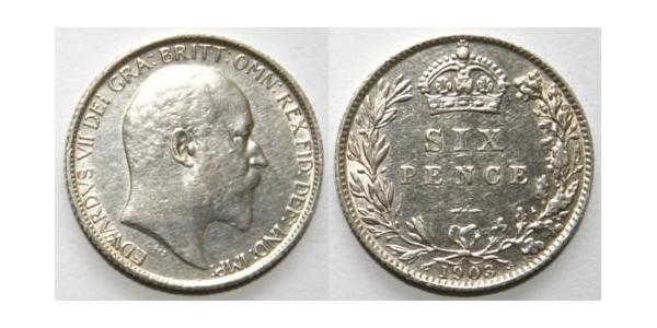 1 Sixpence / 6 Penny Reino Unido de Gran Bretaña e Irlanda (1801-1922) Plata Eduardo VII (1841-1910)