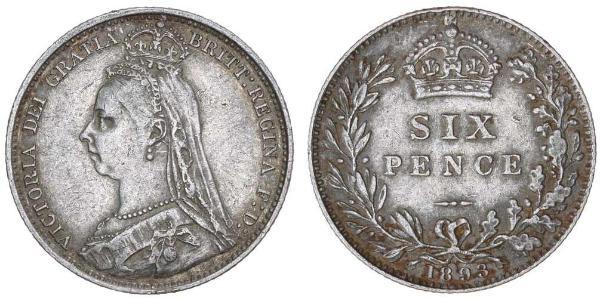 1 Sixpence / 6 Penny Reino Unido de Gran Bretaña e Irlanda (1801-1922) Plata Victoria (1819 - 1901)