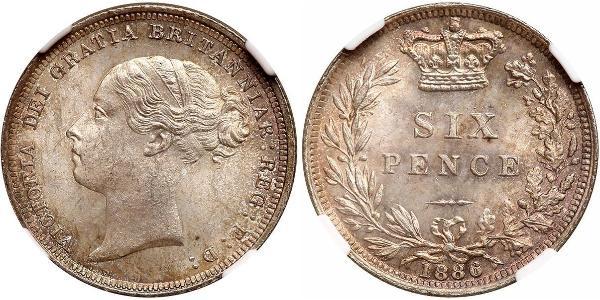 1 Sixpence / 6 Penny Reino Unido de Gran Bretaña e Irlanda (1801-1922) Plata Victoria (1819 - 1901)