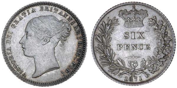 1 Sixpence / 6 Penny Reino Unido de Gran Bretaña e Irlanda (1801-1922) Plata Victoria (1819 - 1901)