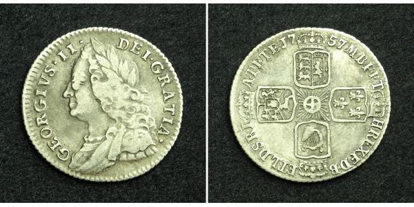 1 Sixpence / 6 Penny Reino de Gran Bretaña (1707-1801) Plata Jorge II (1683-1760)