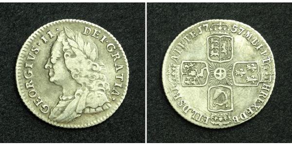 1 Sixpence / 6 Penny Reino de Gran Bretaña (1707-1801) Plata Jorge II (1683-1760)