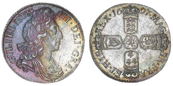 1 Sixpence / 6 Penny Reino de Inglaterra (927-1649,1660-1707) Plata Guillermo III (1650-1702)