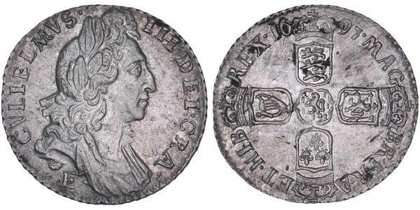 1 Sixpence / 6 Penny Reino de Inglaterra (927-1649,1660-1707) Plata Guillermo III (1650-1702)