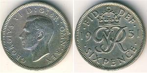 1 Sixpence / 6 Penny Regno Unito (1922-) Rame/Nichel Giorgio V (1865-1936)