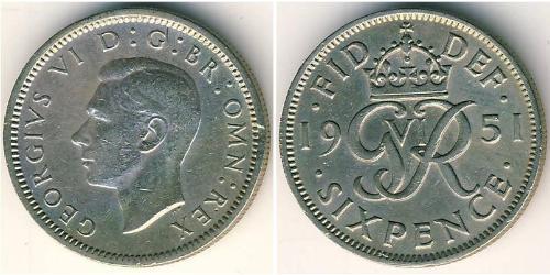 1 Sixpence / 6 Penny Regno Unito (1922-) Rame/Nichel Giorgio V (1865-1936)