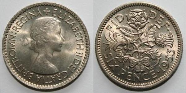 1 Sixpence / 6 Penny Regno Unito (1922-) Rame/Nichel Elisabetta II (1926-2022)