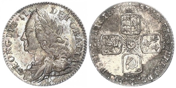1 Sixpence / 6 Penny Königreich Großbritannien (1707-1801) Silber Georg II (1683-1760)