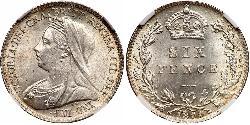 1 Sixpence / 6 Penny Vereinigtes Königreich von Großbritannien und Irland (1801-1922) Silber Victoria (1819 - 1901)