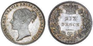 1 Sixpence / 6 Penny Vereinigtes Königreich von Großbritannien und Irland (1801-1922) Silber Victoria (1819 - 1901)