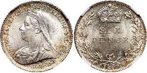 1 Sixpence / 6 Penny Vereinigtes Königreich von Großbritannien und Irland (1801-1922) Silber Victoria (1819 - 1901)