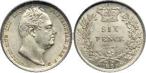 1 Sixpence / 6 Penny Vereinigtes Königreich von Großbritannien und Irland (1801-1922) Silber Wilhelm IV (1765-1837)