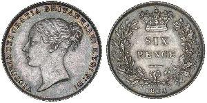 1 Sixpence / 6 Penny Vereinigtes Königreich von Großbritannien und Irland (1801-1922) Silber Victoria (1819 - 1901)