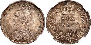 1 Sixpence / 6 Penny Vereinigtes Königreich von Großbritannien und Irland (1801-1922) Silber Victoria (1819 - 1901)