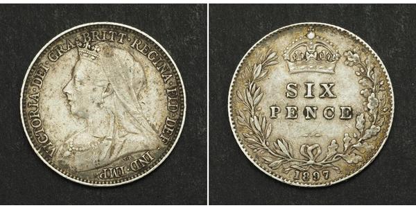 1 Sixpence / 6 Penny Vereinigtes Königreich von Großbritannien und Irland (1801-1922) Silber Victoria (1819 - 1901)