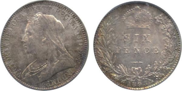 1 Sixpence / 6 Penny Vereinigtes Königreich von Großbritannien und Irland (1801-1922) Silber Victoria (1819 - 1901)