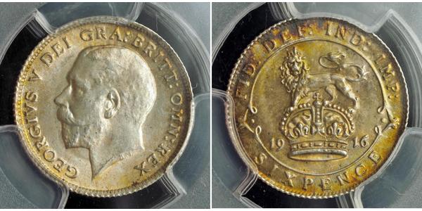 1 Sixpence / 6 Penny Vereinigtes Königreich von Großbritannien und Irland (1801-1922) Silber George V (1865-1936)