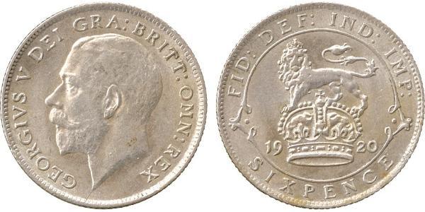 1 Sixpence / 6 Penny Vereinigtes Königreich von Großbritannien und Irland (1801-1922) Silber George V (1865-1936)