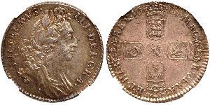 1 Sixpence / 6 Penny Kingdom of England (927-1649,1660-1707) Silver William III (1650-1702)