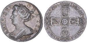 1 Sixpence / 6 Penny Kingdom of Great Britain (1707-1801) Silver Anne, Queen of Great Britain (1665-1714)