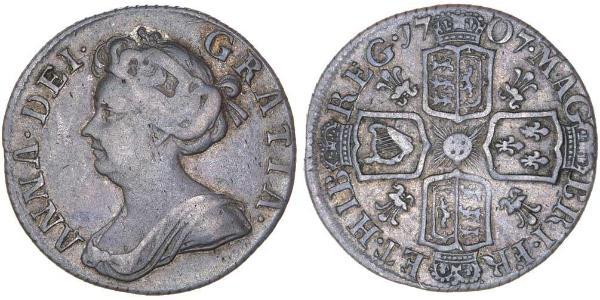 1 Sixpence / 6 Penny Kingdom of Great Britain (1707-1801) Silver Anne, Queen of Great Britain (1665-1714)