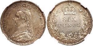 1 Sixpence / 6 Penny United Kingdom of Great Britain and Ireland (1801-1922) Silver Victoria (1819 - 1901)