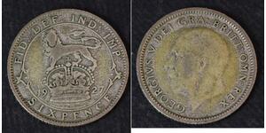 1 Sixpence / 6 Penny United Kingdom of Great Britain and Ireland (1801-1922) Silver George V of the United Kingdom (1865-1936)