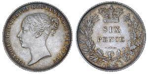 1 Sixpence / 6 Penny United Kingdom of Great Britain and Ireland (1801-1922) Silver Victoria (1819 - 1901)