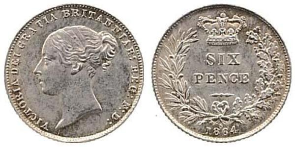 1 Sixpence / 6 Penny United Kingdom of Great Britain and Ireland (1801-1922) Silver Victoria (1819 - 1901)