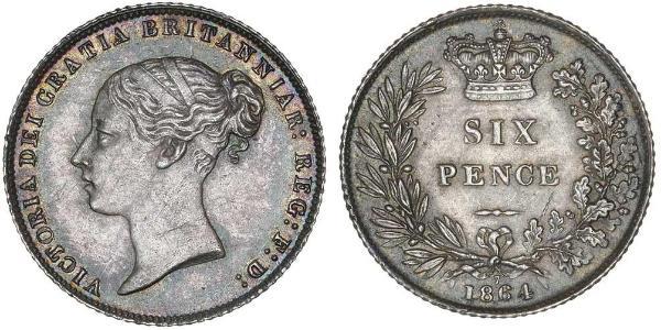 1 Sixpence / 6 Penny United Kingdom of Great Britain and Ireland (1801-1922) Silver Victoria (1819 - 1901)