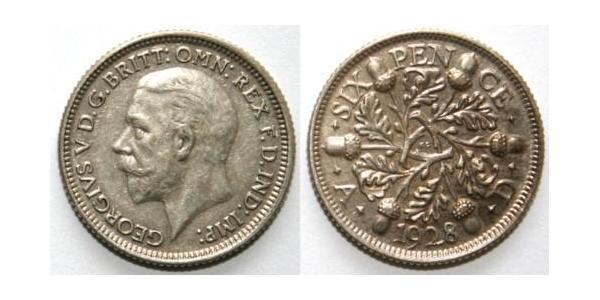 1 Sixpence / 6 Penny United Kingdom (1922-) 銀 乔治五世  (1865-1936)