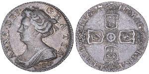 1 Sixpence / 6 Penny 大不列顛王國 (1707 - 1800) 銀 安妮 (英国女王) (1665-1714)