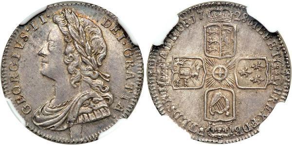 1 Sixpence / 6 Penny 大不列顛王國 (1707 - 1800) 銀 乔治二世 (大不列颠) (1683 - 1760)