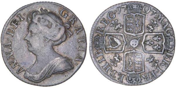 1 Sixpence / 6 Penny 大不列顛王國 (1707 - 1800) 銀 安妮 (英国女王) (1665-1714)