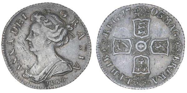 1 Sixpence / 6 Penny 大不列顛王國 (1707 - 1800) 銀 安妮 (英国女王) (1665-1714)