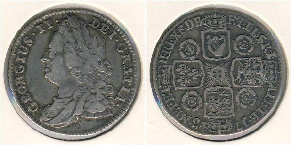 1 Sixpence / 6 Penny 大不列顛王國 (1707 - 1800) 銀 乔治二世 (大不列颠) (1683 - 1760)