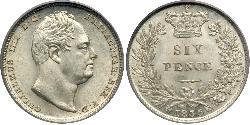 1 Sixpence / 6 Penny 大不列颠及爱尔兰联合王国 (1801 - 1922) 銀 威廉四世 (英國)