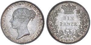 1 Sixpence / 6 Penny 大不列颠及爱尔兰联合王国 (1801 - 1922) 銀 维多利亚 (英国君主)