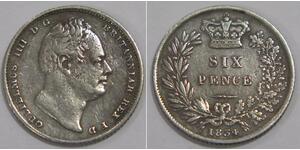 1 Sixpence / 6 Penny 大不列颠及爱尔兰联合王国 (1801 - 1922) 銀 威廉四世 (英國)