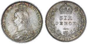 1 Sixpence / 6 Penny 大不列颠及爱尔兰联合王国 (1801 - 1922) 銀 维多利亚 (英国君主)